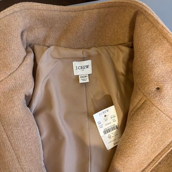 J. Crew factory city coat button neck wool blend tan new - Picture 7 of 14